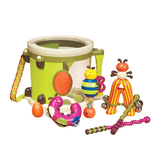 B. toys- Parum Pum Pum- Musical Instruments For Kids – Portable Drum Set – Percussion Toys For Toddlers - Jingle Bell, Tambourine, Maraca & More – 18 Months +