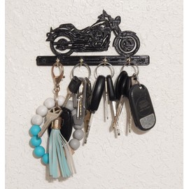 Key Rack Holder Hanger Compatible with Harley Fatboy Softail Motorcycle Wall Entryway Organization Housewarming New Home Gift - 6" x 3" x 3/16" - Four Hooks