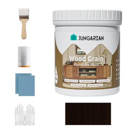 Jungarian Wood Grain Furniture Paint 17.6oz with Tools - All-in-One No Need Prime No Need Varnish - Water-based & Low Odor - Outdoor & Indoor Wood Paint for Furniture and More - Black Walnut