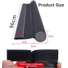 2 x 96 cm black draught excluder for doors, draught excluder can be cut to size, wind stopper door seal in leather look, storm protection, energy saving, black