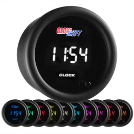GlowShift 10 Color Digital Clock Gauge Kit - Multi-Color LED Display - Tinted Lens - 2-1/16" (52mm)