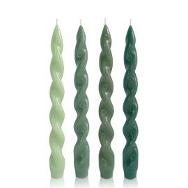 Green Gradient Color Taper Candles 4 PCS Smokeless Spiral Candle 10 inch Long Candles Colored TwistedTaper Candles for Decor Wedding Festival Holiday Home Decor Restaurant Wedding Party Candlesticks
