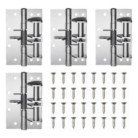 4 Pack Door Hinges Matte Silver, Manganese Steel, 4 Inch Self Closing Heavy Duty Spring Hinge for Door Garage Gate Hardware Controls with Mounting Screws, 90 Degree Positioning