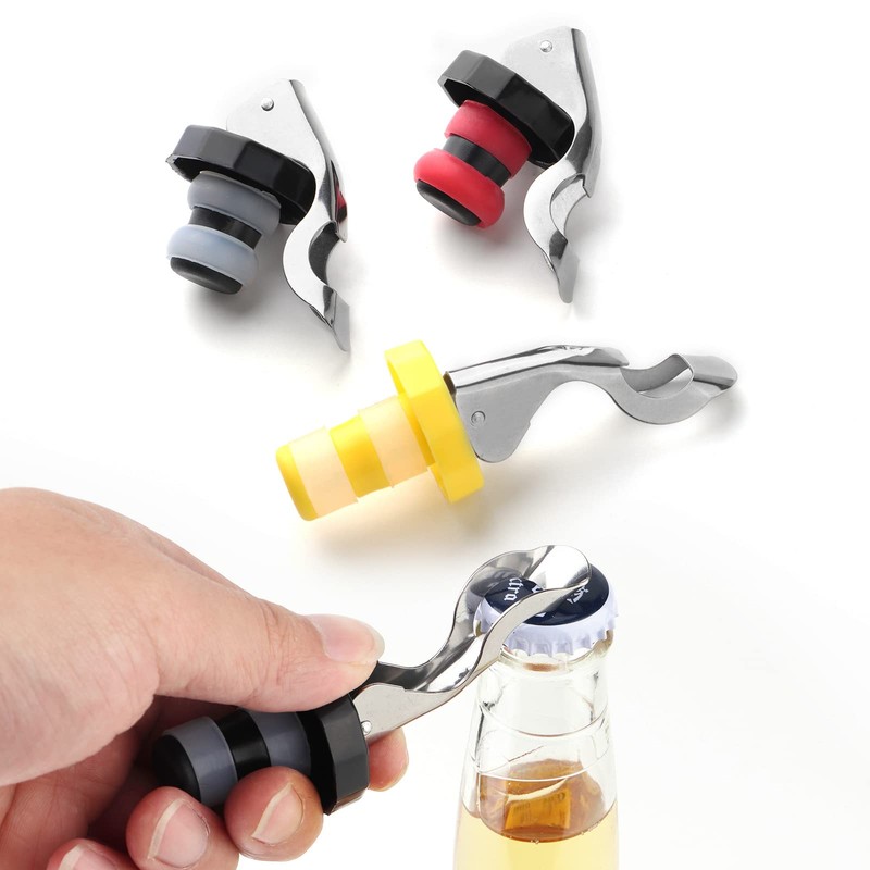 6pcs Reusable Wine Stoppers, Silicone Vacuum Bottle Stopper,Expanding Manual Beverage
