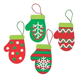 Christmas Mitten Foam Ornament Craft Kit - Makes 12 - Holiday Crafts for Kids