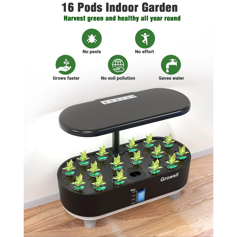 Hydroponics Growing System Kit, 16 Pods Indoor Garden with 28W