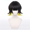 Servelove Character Cosplay wig for Anime Black Yellow short Unisex