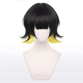 Servelove Character Cosplay wig for Anime Black Yellow short Unisex Costume Wigs Characters Exhibition Halloween Christmas Party