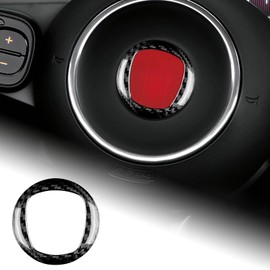 AIRSPEED Fiat 500 Fiat 500 / Abarth 595 595C 695 Abarth 2008-2023 Real Hard Carbon Fiber Accessory Interior Parts Steering Wheel Center Trim Ring Sticker Garnish Stylish Custom Dress Up Double Sided