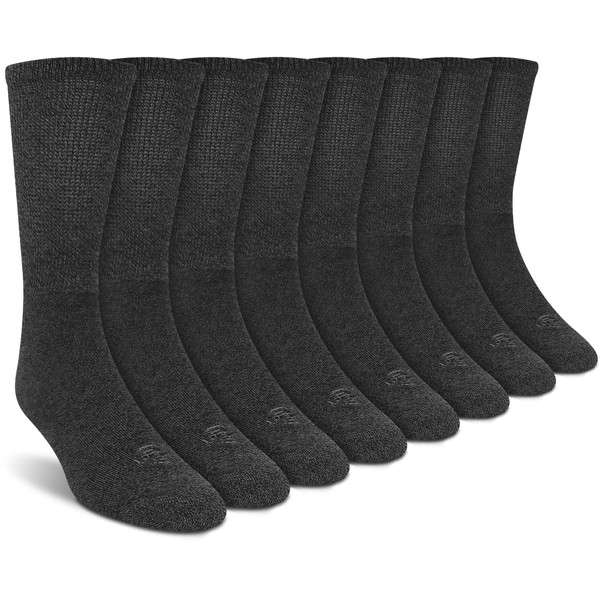 Doctor's Choice Diabetic Socks for Men, Seamless Socks with Non Binding Top, 4 Pairs, Large 9-12 & X-Large 13-15, Charcoal/Crew, Large (4 Pair)
