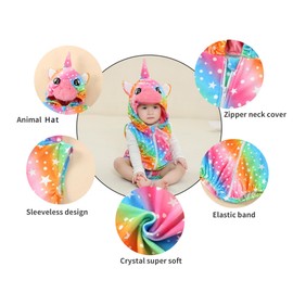 COOKY.D Unisex Baby Sleeveless Animal Cute Romper Jumpsuit Newborn Boys Girls Hooded Outfits,Colorful 0-6 Months