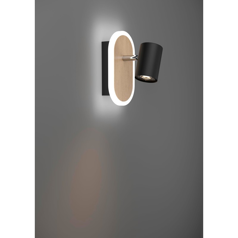 EGLO LED Wandleuchte innen Rimbocchi, ovale Wandlampe mit schwenkbarem Spot,