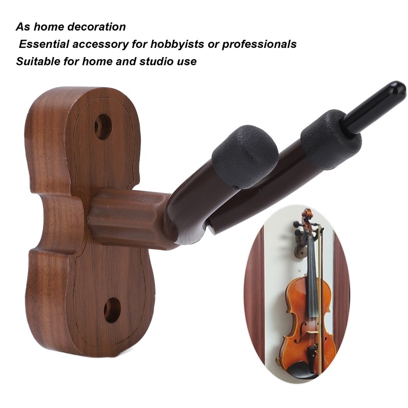 Violin Shaped Wall Mount Black Walnut Wood Colour Violins Hook