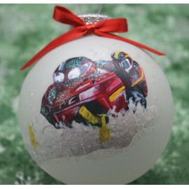 Handmade M003 Hand-made Christmas Ornament - snow SNOWMOBILE snowmobiling sled - red