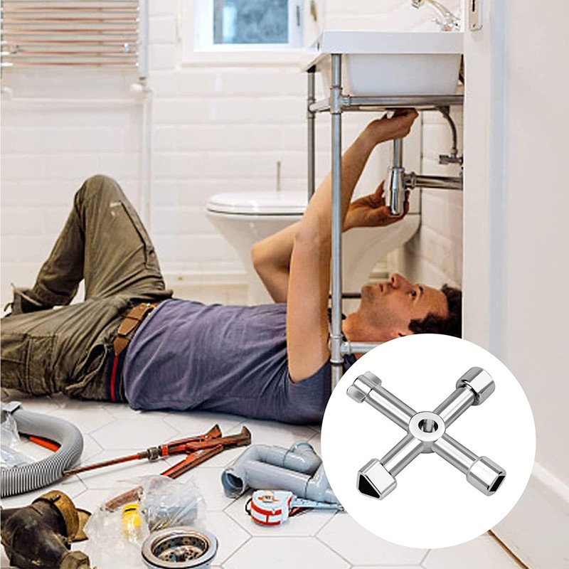 4-Way Multifunctional Utilities Key for Water Gas Meter Box Cupboard