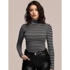 Striped Turtleneck Women Long Sleeve Fitted Underscrub Shirts Lightweight Pullover