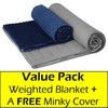 15lb Weighted Blanket + A FREE Minky Cover, Exclusive Stay-Put
