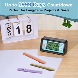 AIMILAR 1999 Days Countdown Timer - Digital Countdown Clock for Retirement & Events with Backlight, Alarm Functuon, Dual Time Display, Customizable Cards