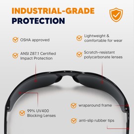 Tinted Safety Glasses 24 Pack, Safety Sunglasses Bulk UV Protection & ANSI Z87.1, Protective Eyewear Scratch Impact Resistant Safety Goggles for Men Women Construction, Shooting, Lab Work Smoke Grey