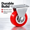 4-Pack Red PVC Swivel Caster Wheels, 1-Inch Furniture Replacement Casters