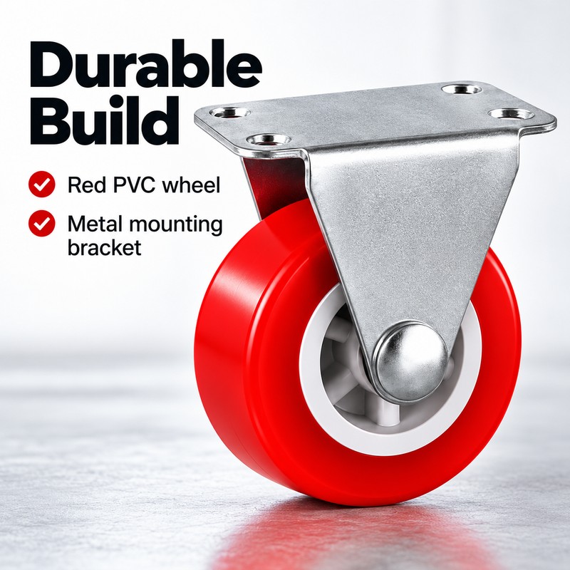 4-Pack Red PVC Swivel Caster Wheels, 1-Inch Furniture Replacement Casters