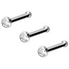 PIERCINGLINE Titanium Nose Stud Nose Piercing Set of 3 Crystal