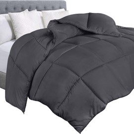 Utopia Bedding Comforter Duvet Insert, Quilted Comforter with Corner Tabs, Box Stitched Down Alternative Comforters Queen Size (Grey)