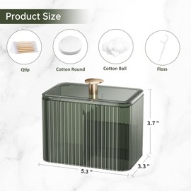 3 Slots Clear Plastic Q Tip Holder for Bathroom with Lid & Non-slip Pads