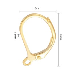 BENECREAT 2 PCS 14K Gold Filled Lever Back Earring Hooks Findings Plain Leverback Earrings for DIY Jewelry Making - 17x11mm