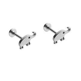 Cute Elephant Lip Tongue Studs for Women Men Unisex Tiny Animal Flat Back Screw Cartilage Barbell Labret Stud Earrings Lovely Jewelry Gift Hypoallergenic (Silver)