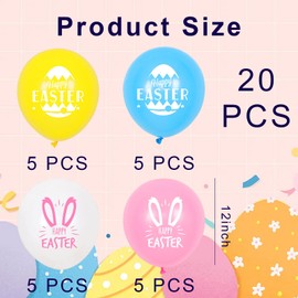 20Pcs Easter Balloons, Easter Bunny Balloons, Easter Decorations Balloons for Festival Home Spring Easter Birthday Party Decoration Supplies