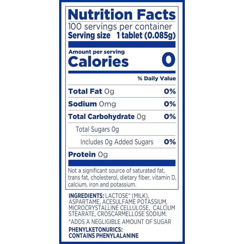 EQUAL 0 Calorie Sweetener Tablets,Aspart - Sweetener, Saccharin Sugar Substitute
