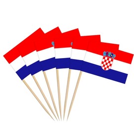 Croatia Flag Croatian Miniature Toothpick Flags Decorations Small Cupcake Toppers Cocktail Food Flags Decor For Independence Day Party Bar (100 pack)