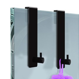 Shower Wall Hooks, Pack of 2 Stainless Steel Shower Hooks, Hooks for Shower Screen, Shower Door Hooks, Towel Hooks, Shower Hooks without Drilling, Holder for Shower Squeegee, Towels for Glass