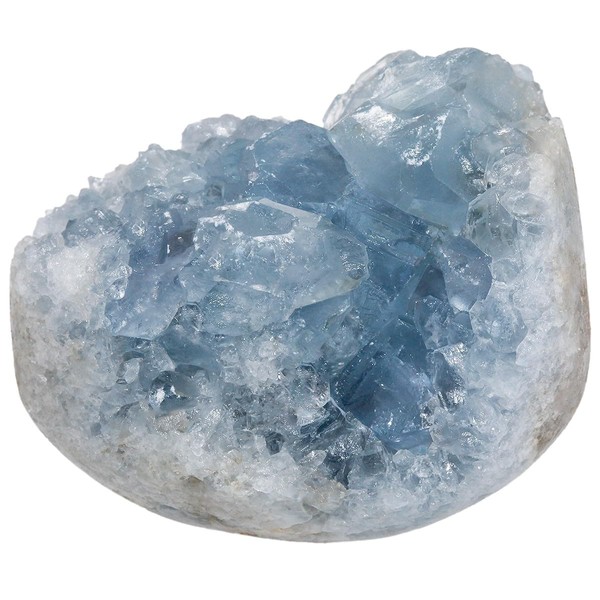 SUNYIK Natural Raw Celestite Crystal Cluster Geode, Irregular Blue Celestite Raw Crystal Mineral Specimens for Reiki Healing Home Office Desktop Decoration 1.5x1.1x0.9(150g)