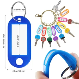 Key Tags with Labels Key Fobs with Labels Key Rings with Tags Multi Coloured Easy to Read,for Luggage, Pets and Office Multipurpose (20PCS,10 colors)
