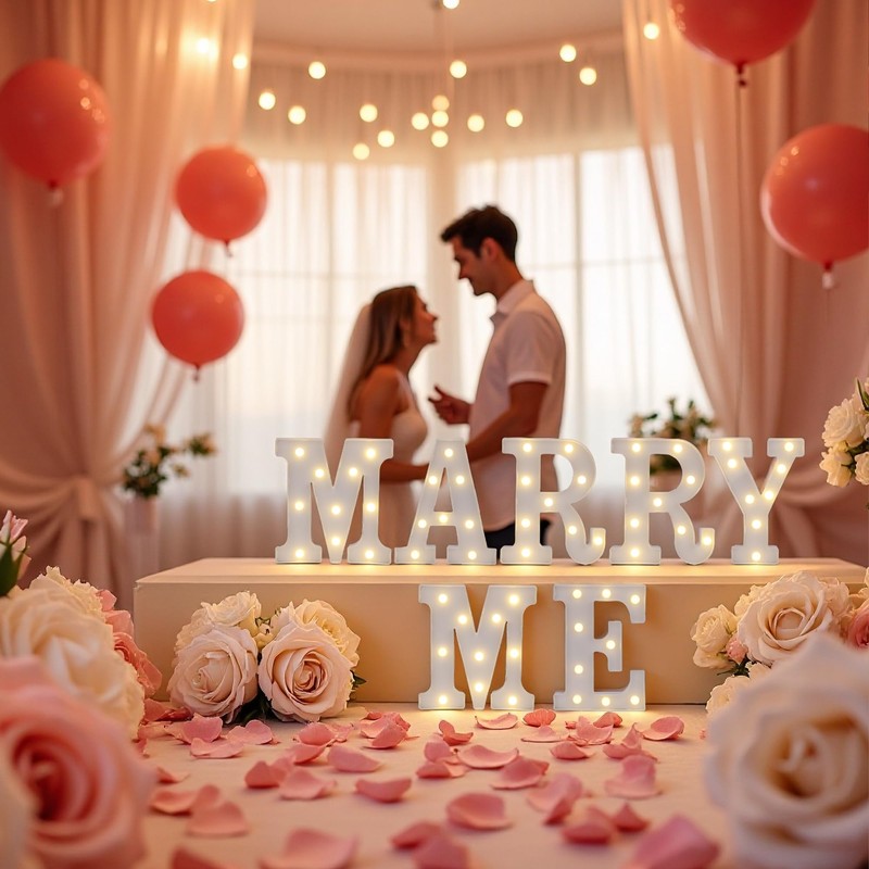 TEHIBIEN Marry Me Light Up Letters, LED Marry Me Sign