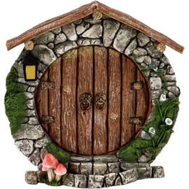 Fairy Garden Doors and Windows for Trees Miniature Fairy Gnome, Statues Wall and Trees Outdoor Wooden Doors and Windows in The Yard Garden Trees Garden Statues Outdoor Statues and Garden Sculptures