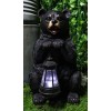 Rustic Garden Cute Black Bear Holding Solar Lantern Path Light