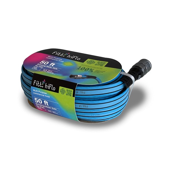 FITT HiFlo Water Hose 50ft, Multipurpose Garden Hose, Easy to