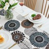 Table Runner Flowers Modern Abstract Table Runner Green Brown Table