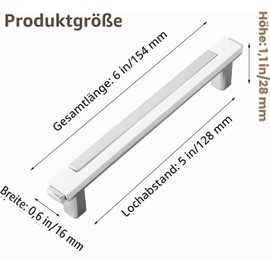 SYZOW Pack of 6 Furniture Handles, White Silver, 128 mm, Cabinet Handles, Kitchen Cabinet Handles, Drawer Handles, Door Handles, White Silver for Kitchens, Cupboards, Drawers, Furniture