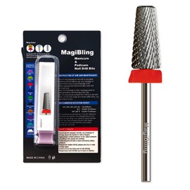 MagiBling Cross Cut 5 in 1 Tapered Barrel Nail Drill Bits, Professional 3/32'' Safety Tungsten Carbide Bits, Two-way Rotation, Manicure Pedicure Cuticle Gel Removal Polishing, Fine.