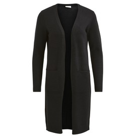 Vila Women’s Viril Long-Sleeved Long Knit Cardigan (Viril L/S Long Knit Cardigan-noos) - Black (Black), size: l