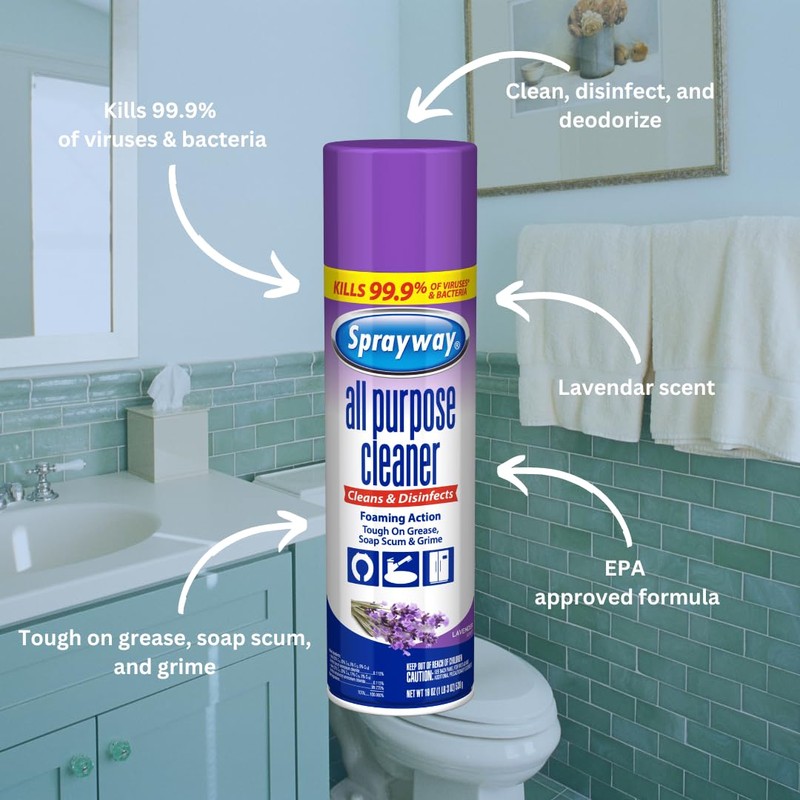 Sprayway All Purpose Cleaner with Lavender Scent, 19oz, Pack of