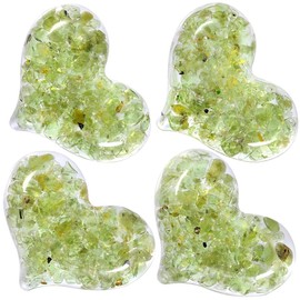 SUNYIK Pack of 4 Orgone Love Heart Pocket Stone, Reiki Healing Polished Carved Crystal Palm Worry Stone for Anxiety Stress, Peridot