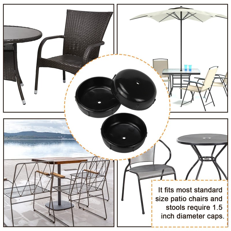 1-1/2 inch Wrought Iron Patio Furniture Feet Caps,24 Packs Round