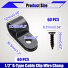 vibedor 60 Pcs R-Type Cable Clip Wire Clamp, 1/2 Inch