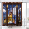 DLTAY Magic Castle Shower Curtain, Wizard School Window Night Sky