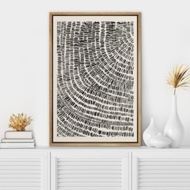 SIGNWIN Framed Canvas Print Wall Art Black Line Art Spiral Ring Mosaic Pattern Abstract Shapes Drawings Modern Art Decorative Contemporary Duotone for Living Room, Bedroom, Office - 24"x36" Natural